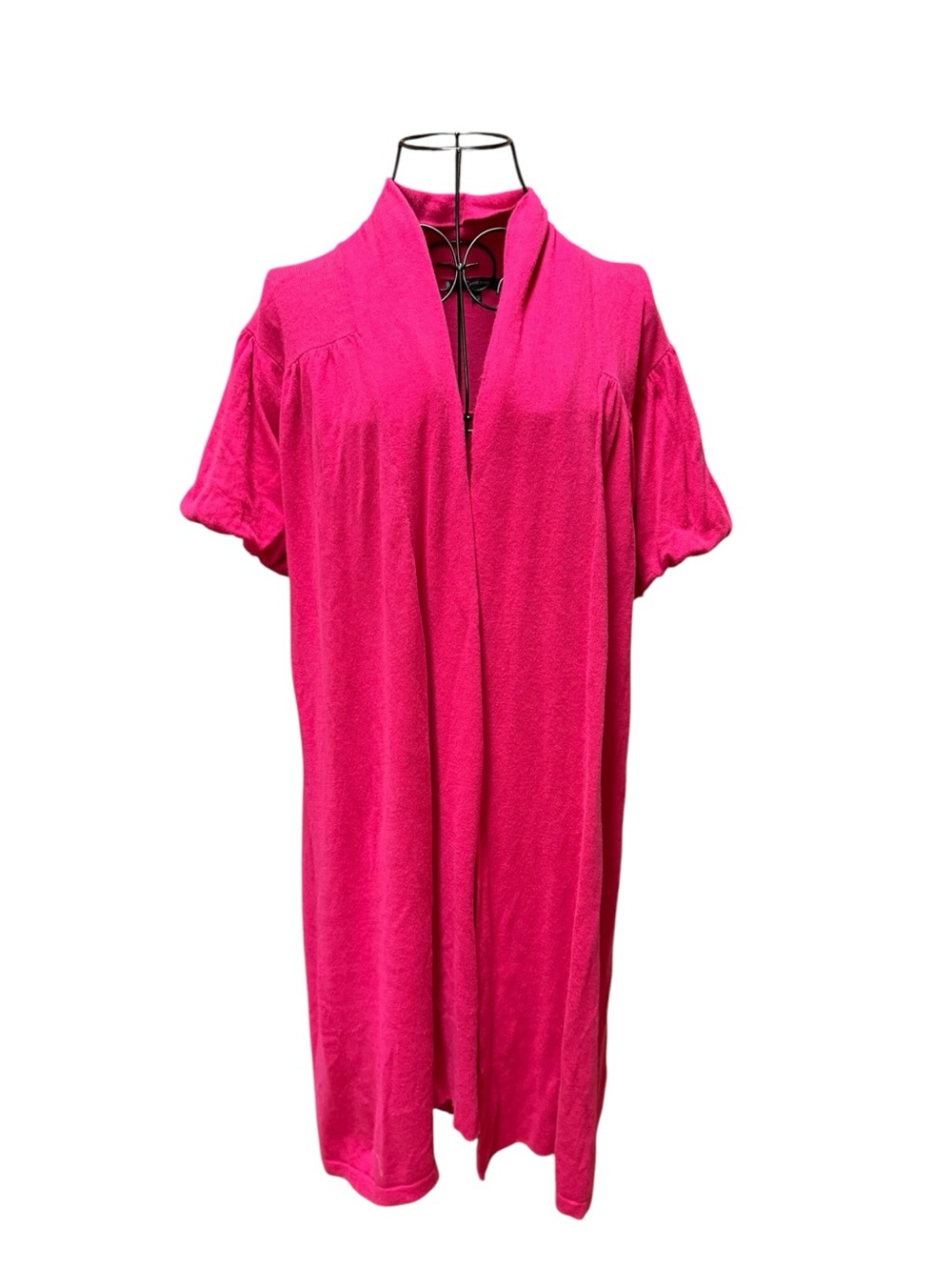 Anne Klein Vivid Fuchsia Knit Bubble Sleeve Cardigan 2X